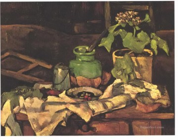  Maceta Arte - Maceta en una mesa Paul Cezanne Impresionismo bodegón